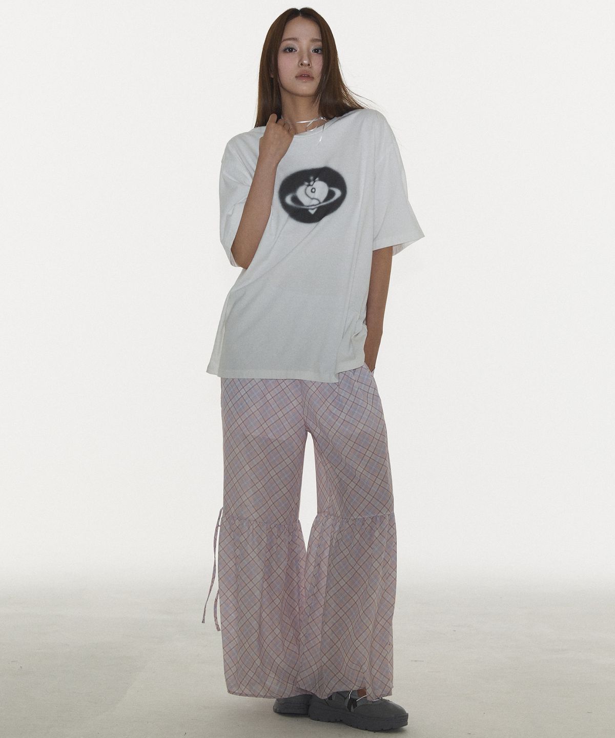 플라즈마스페어(PLASMA SPHERE) CHECK PANTS IN PINK (체크 셔링 팬츠)