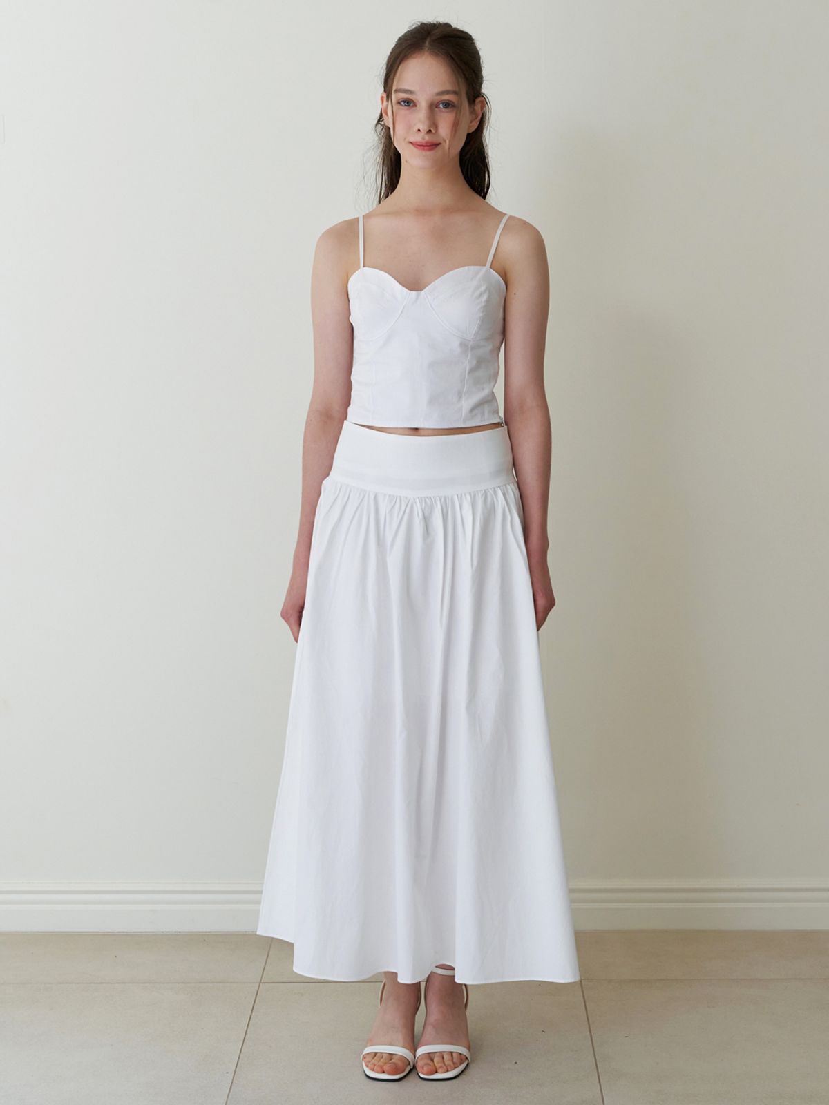 카인더베이비(KINDABABY) flare long skirt - white