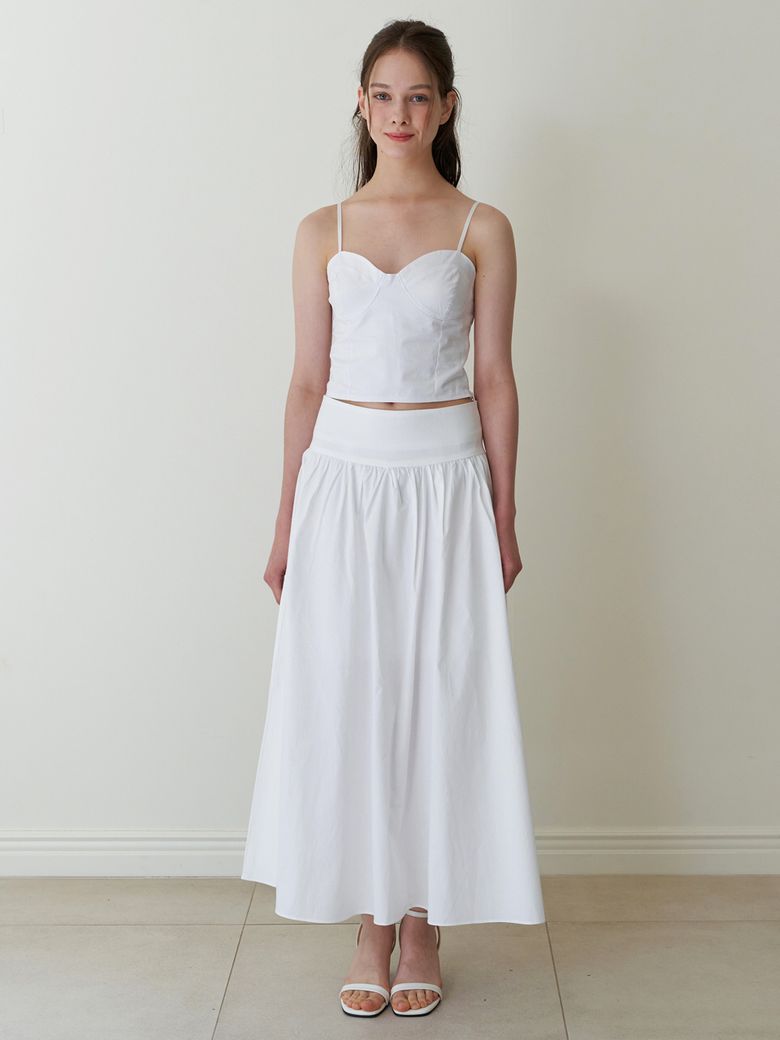 flare long skirt - white