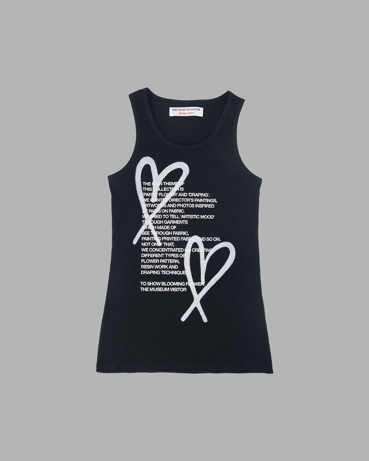 더뮤지엄비지터(THEMUSEUMVISITOR) HEART PRINTED SLEEVELESS (BLACK)
