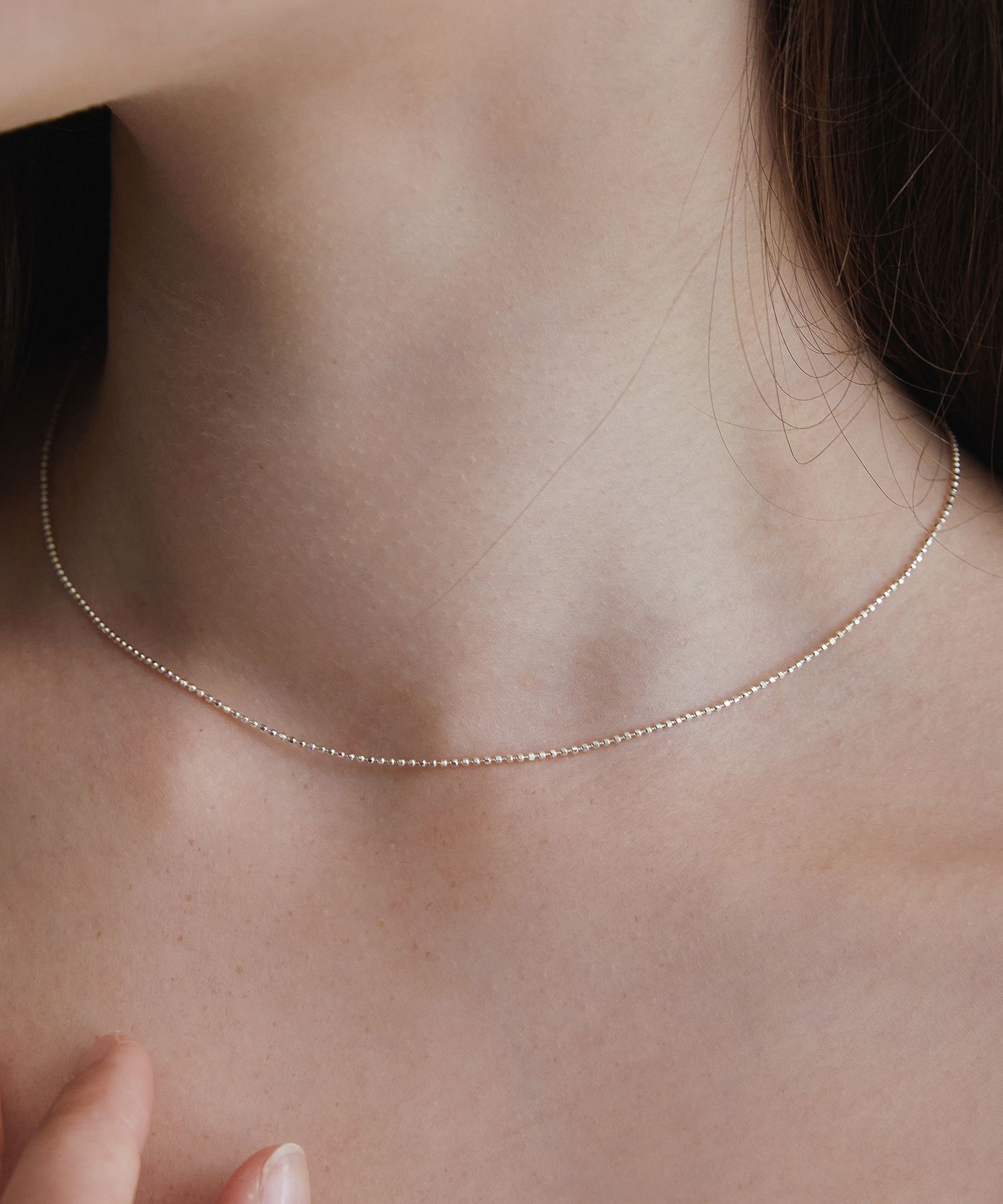 MUSINSA | TATIANA (Silver 925) Basic ball chain necklace NZ2415
