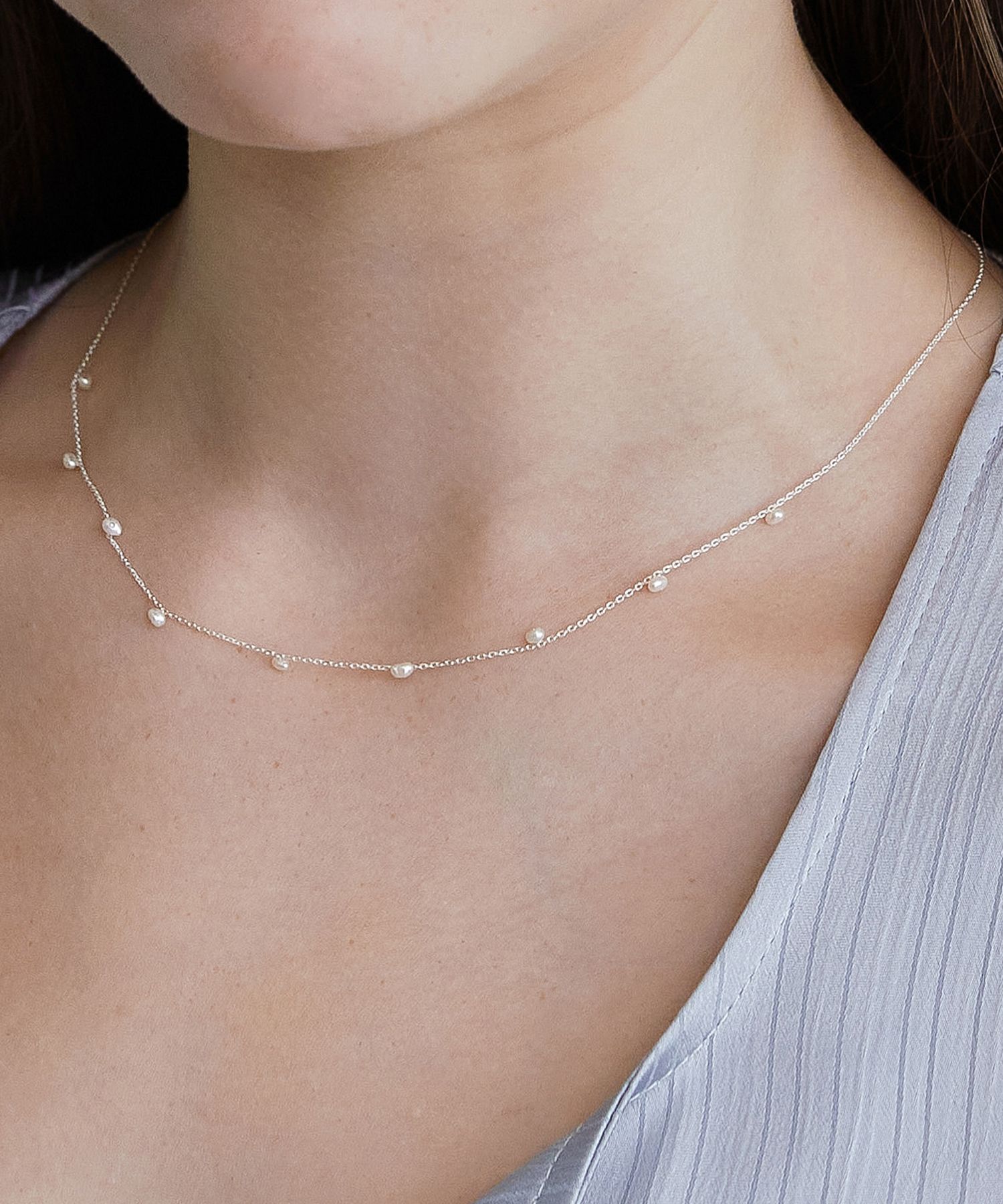 ネックレス・ペンダント TATIANA Silver 925 Delicate Pearl Y Chain Necklace NZ2420 MUSINSA | TATIANA (Silver 925) Delicate pearl chain necklace