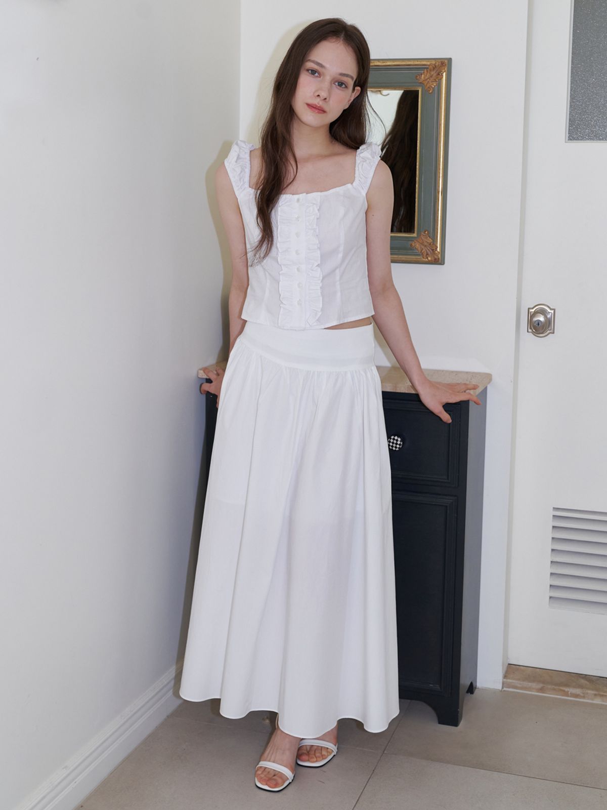 카인더베이비(KINDABABY) frill sleeveless blouse top - white