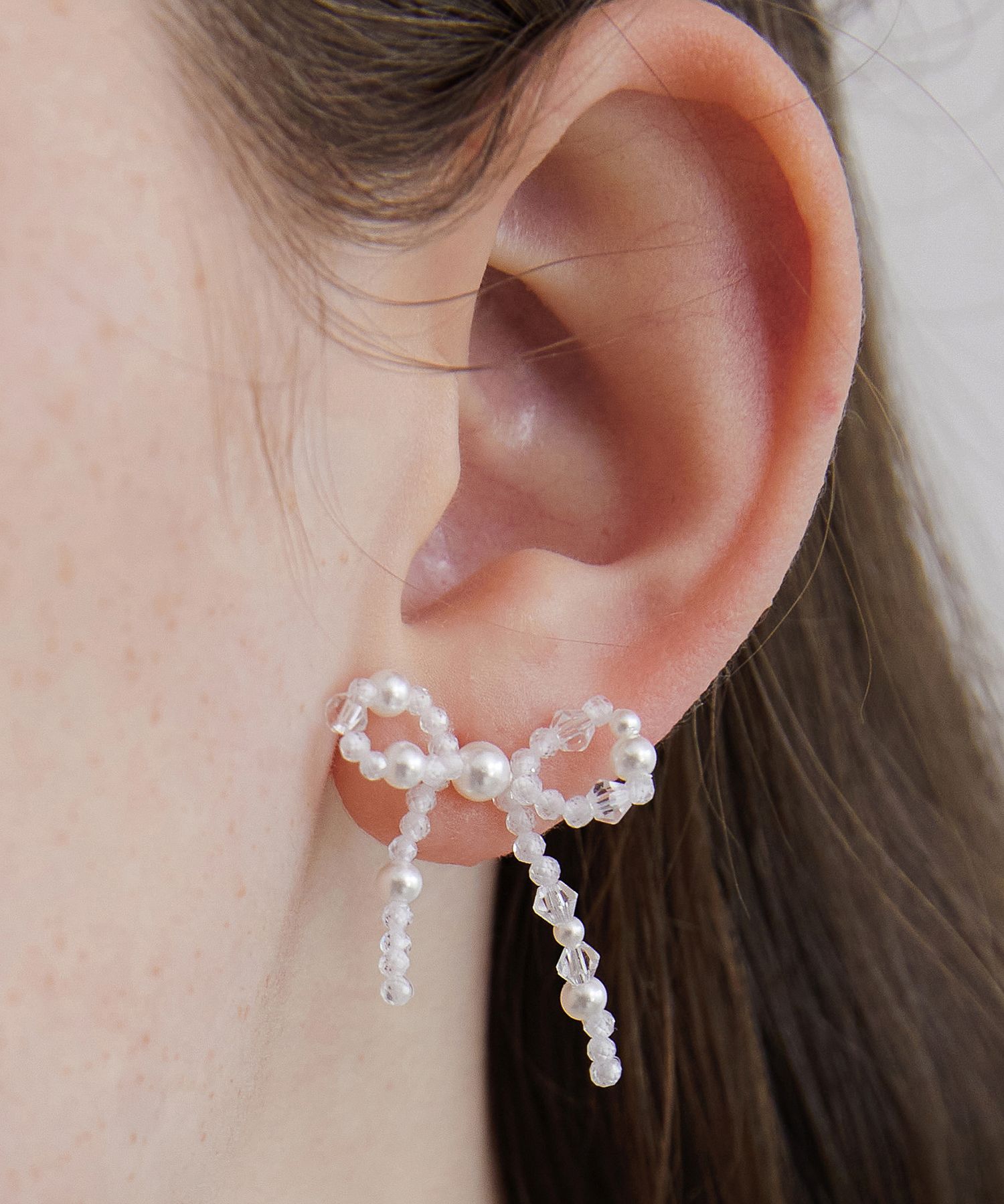 イヤリング TATIANA Silver 925 Pearl Mix Chandelier Ribbon Earrings EC31 MUSINSA | TATIANA (Silver 925) Pearl Mix Chandelier Ribbon