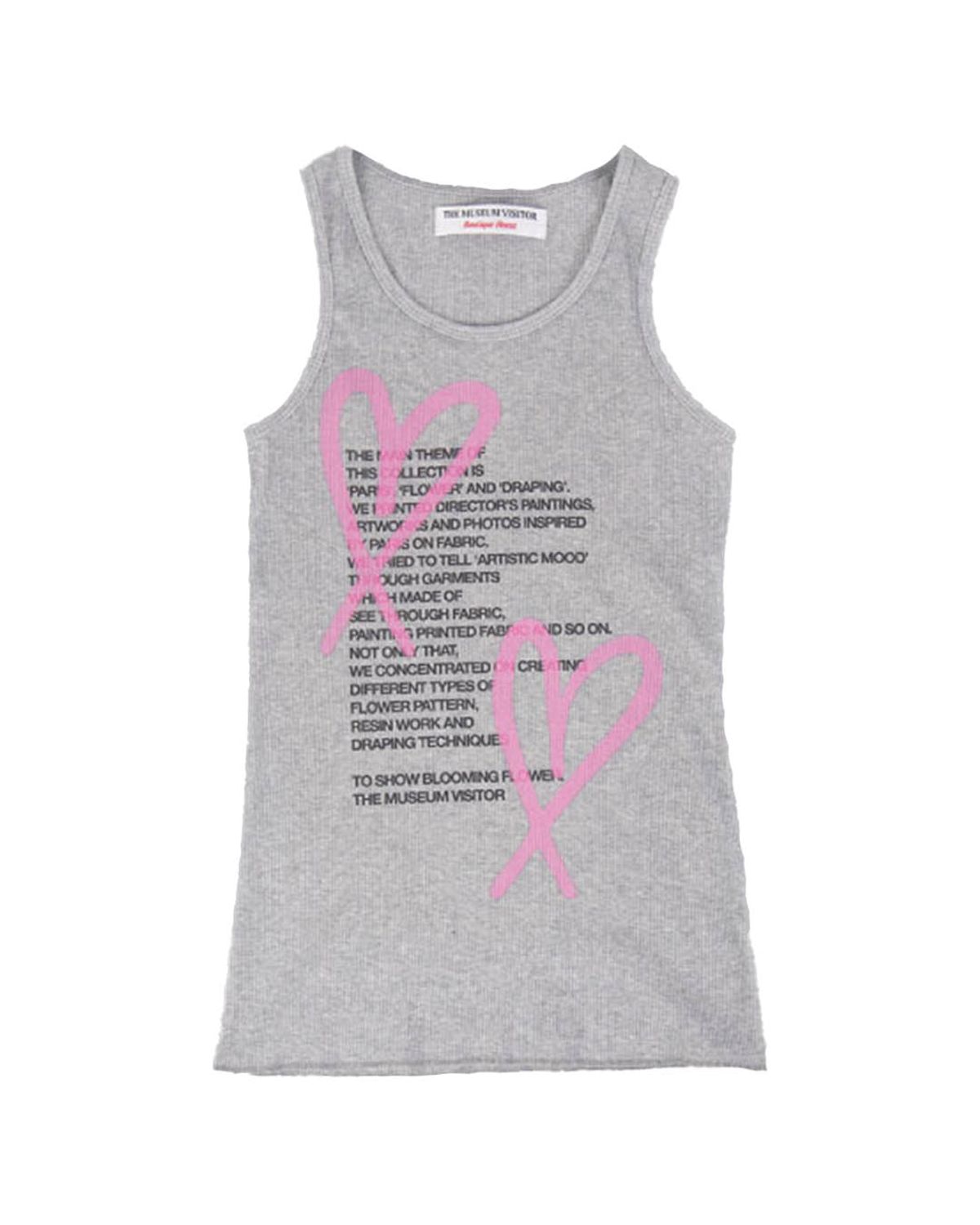 더뮤지엄비지터(THEMUSEUMVISITOR) HEART PRINTED SLEEVELESS (GREY)