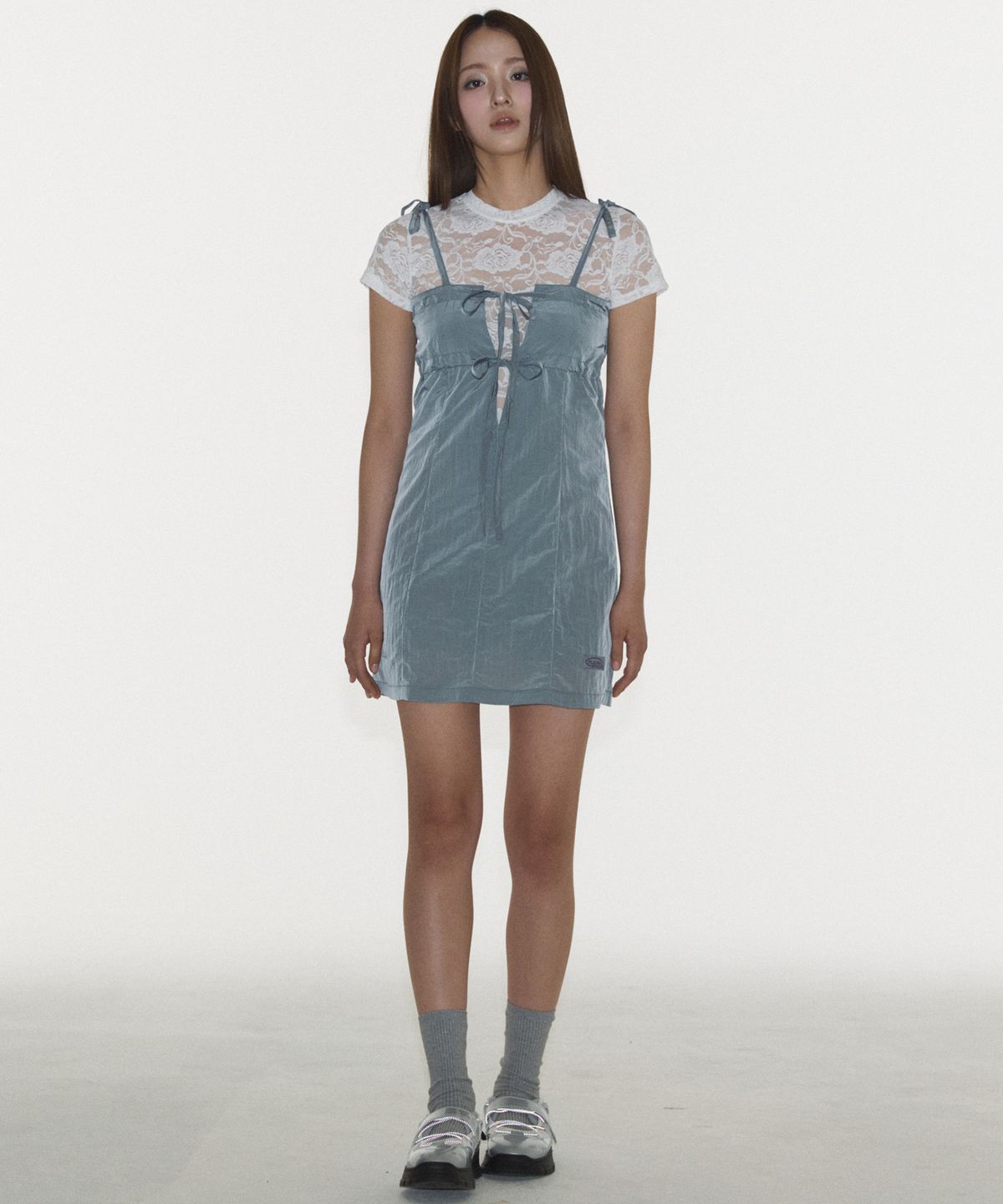 플라즈마스페어(PLASMA SPHERE) BARBIE DRESS IN GREY(나시 리본 원피스)