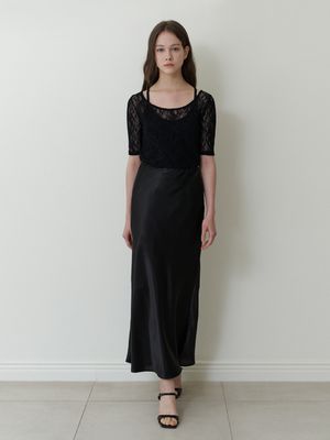 satin mermaid skirt - black