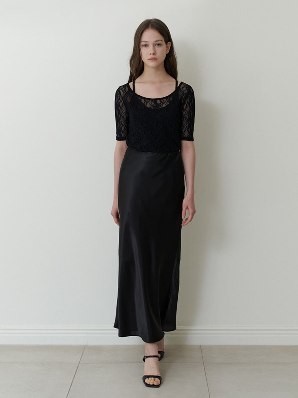 카인더베이비(KINDABABY) satin mermaid skirt - black