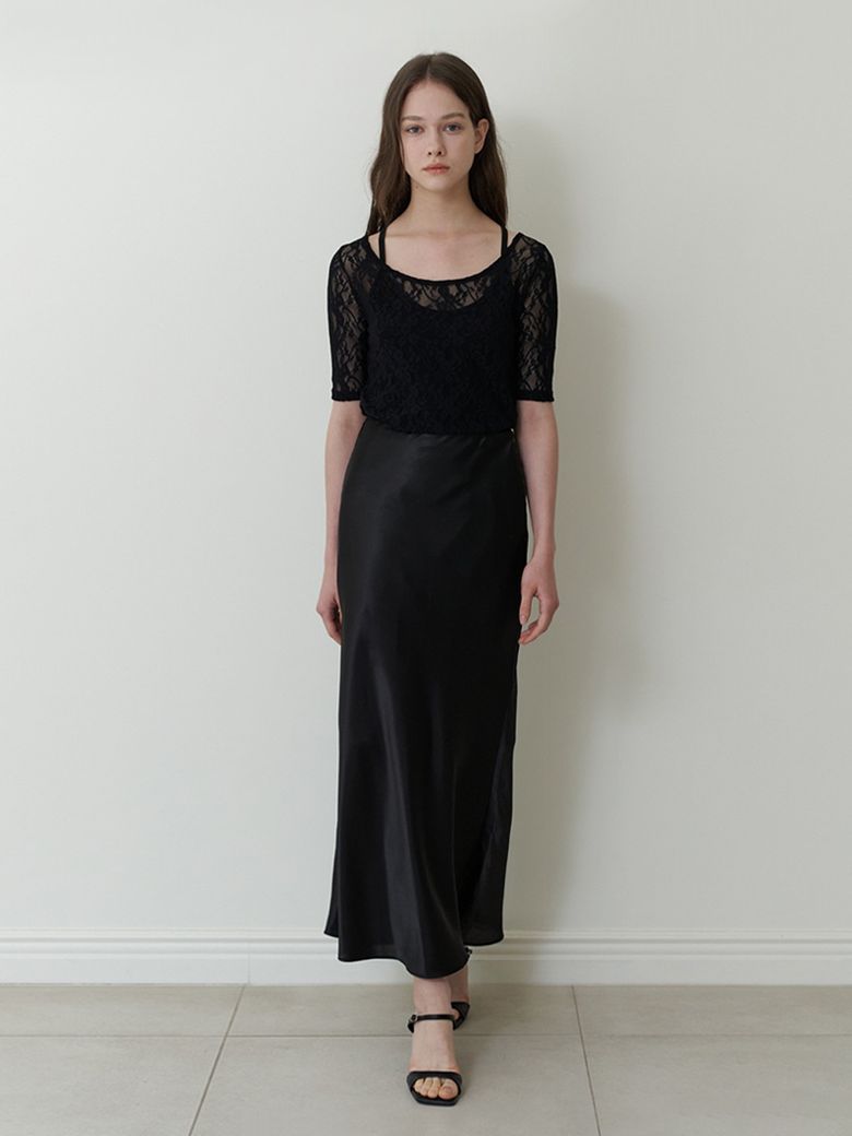 satin mermaid skirt - black