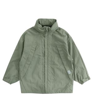 카키 후드 윈드브레이커 점퍼