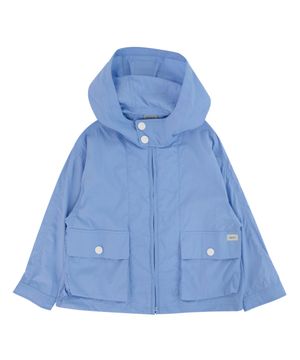 블루 후드 윈드브레이커 점퍼