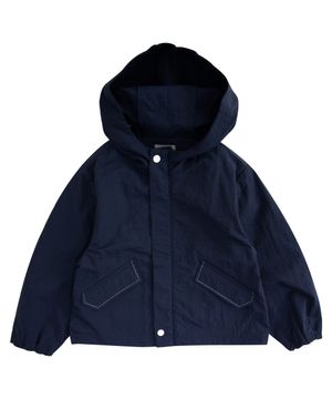 네이비 후드 윈드브레이커 점퍼
