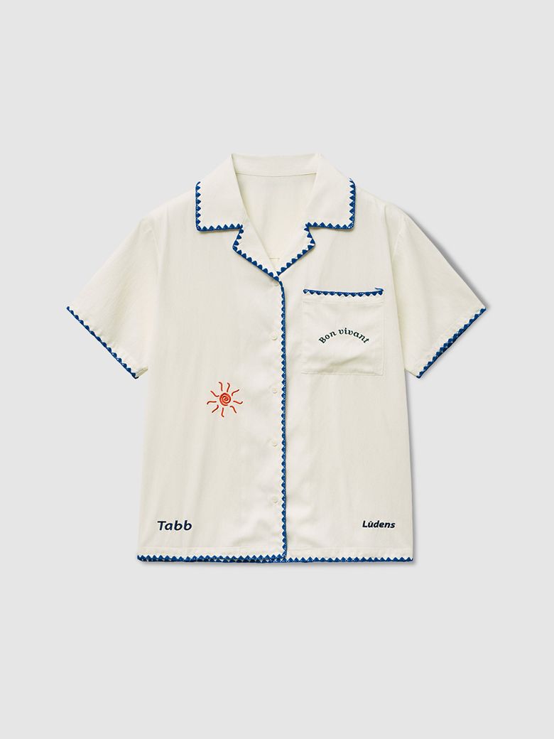 Ludens Open Collar Shirt_Ivory