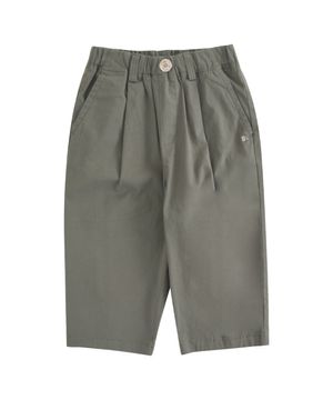 카키 주름 7부 팬츠