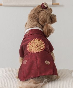 강아지 향균 용포 한복 임금홍색