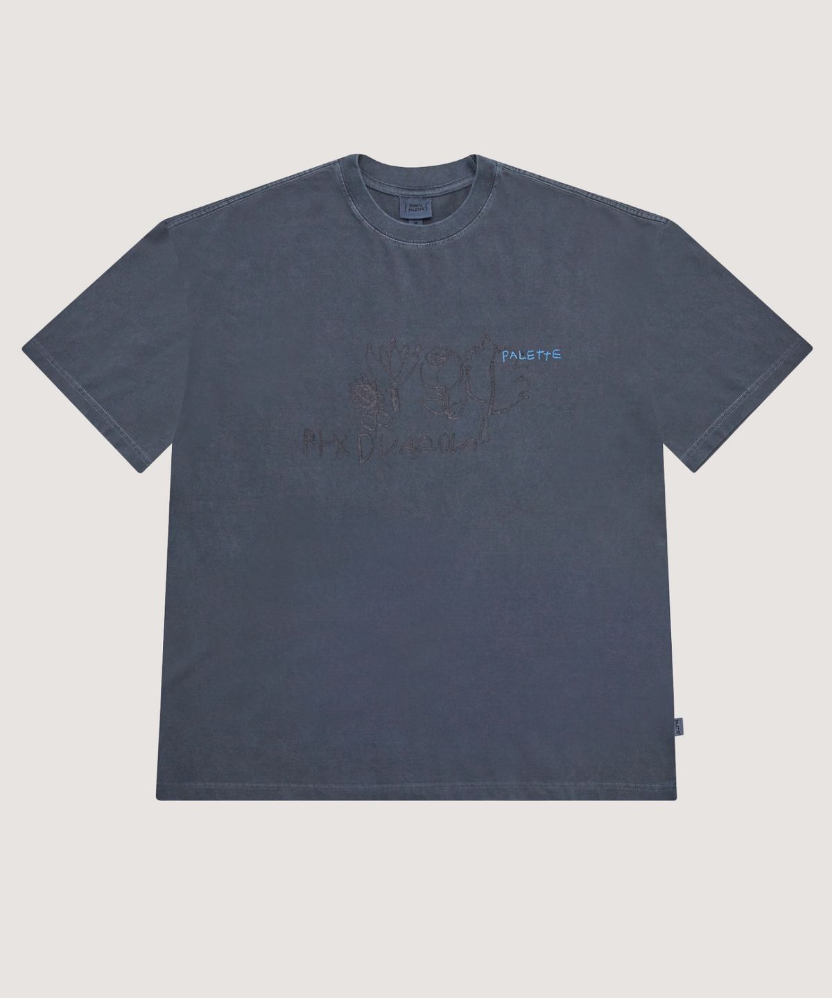 보나츠 팔레트(BONATSPALETTE) BP 플라워 피그먼트 티셔츠_STONE NAVY