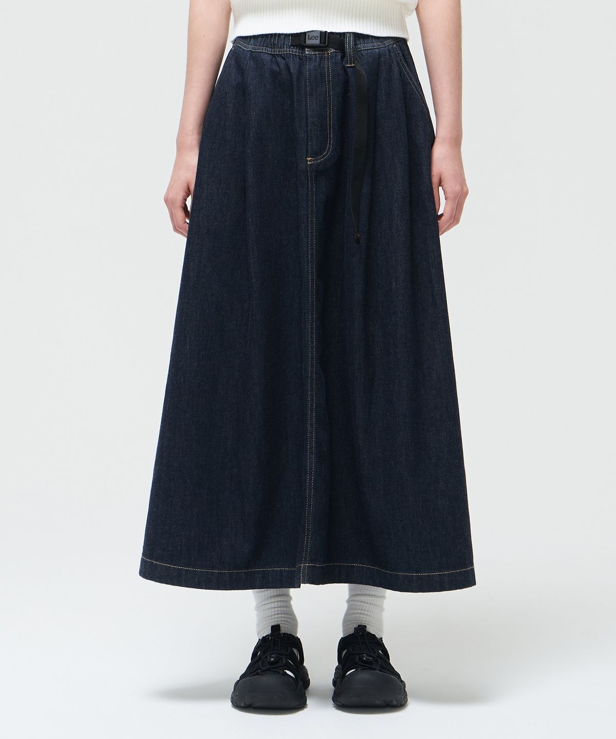 리(LEE) 데님 코듀라 RAW 벨트 스커트