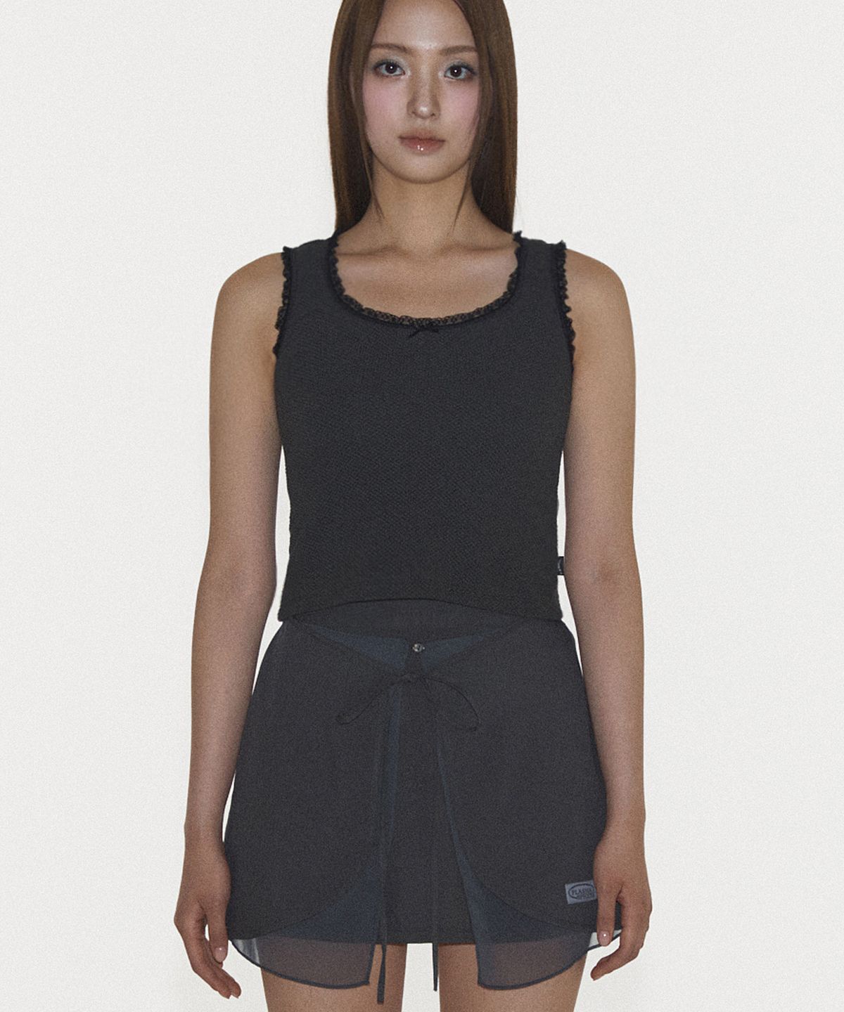 플라즈마스페어(PLASMA SPHERE) JOY SLEEVELESS IN DARK GREY(레이스 나시)