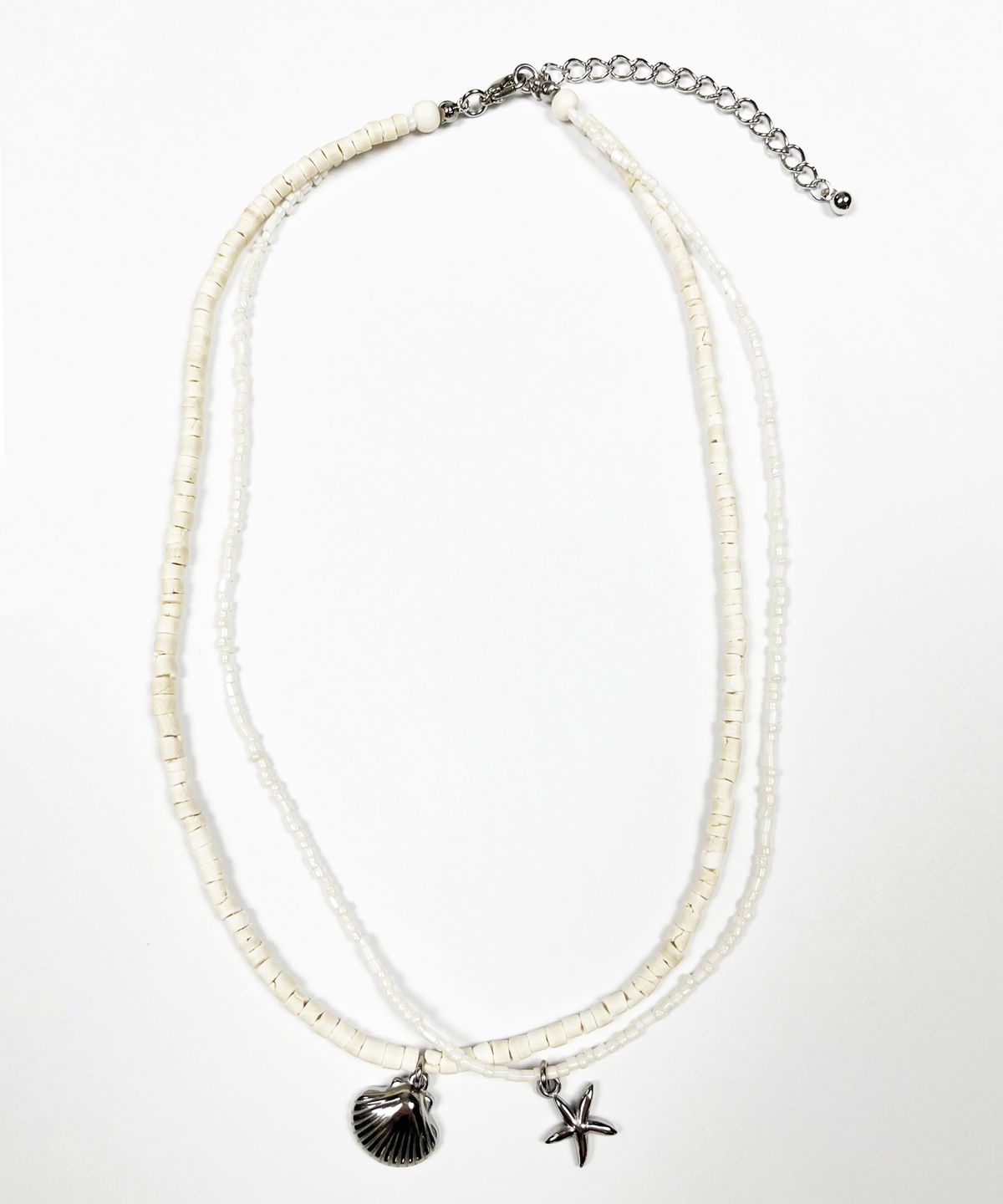 스케이터락(SK8ER ROCK) Starfish Shell Double Chain Necklace (ivory)