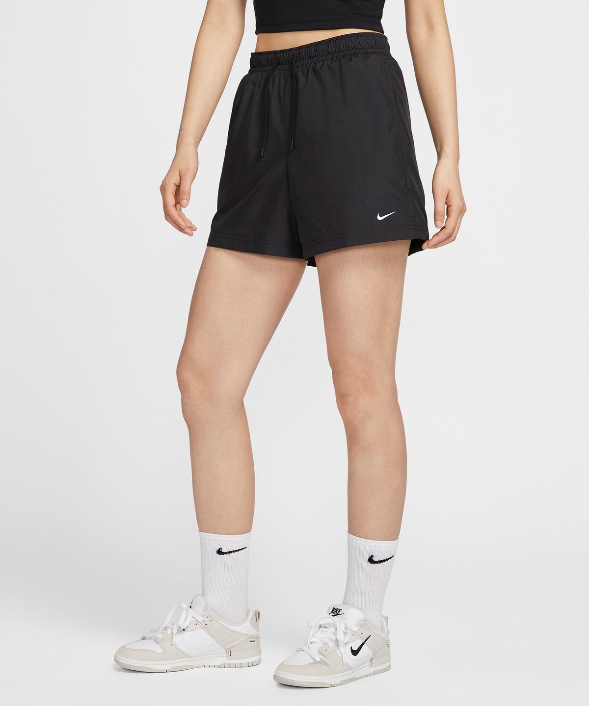 나이키(NIKE) 스포츠웨어 클래식 우븐 미드라이즈 쇼츠 W - 블랙:화이트 / FV7558-010