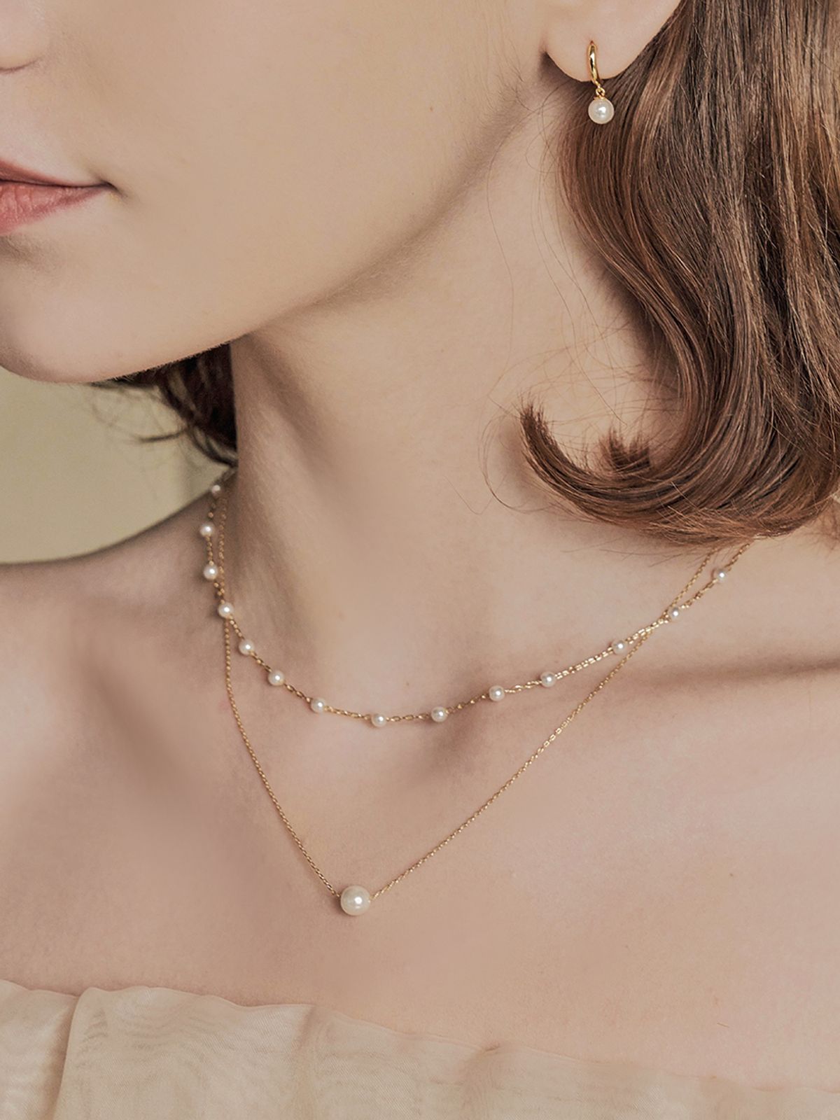 앵브록스(ENGBROX) lulu pearl layered necklace