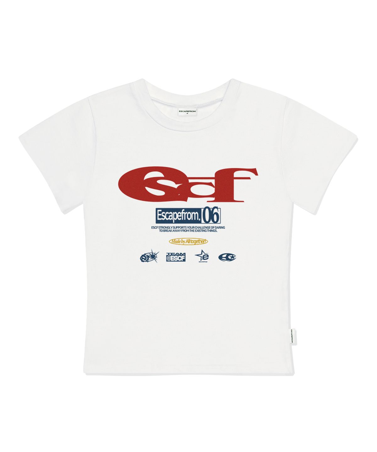 Tシャツ・カットソー ESCAPEFROM ESCF LOGO COLLAGE PRINT TRACK T-shirt MUSINSA公式 | ESCAPEFROM ESCF Logo Collage Print Slim Fit