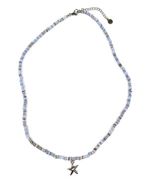 Starfish Pearl Rondelle Necklace (paleblue)