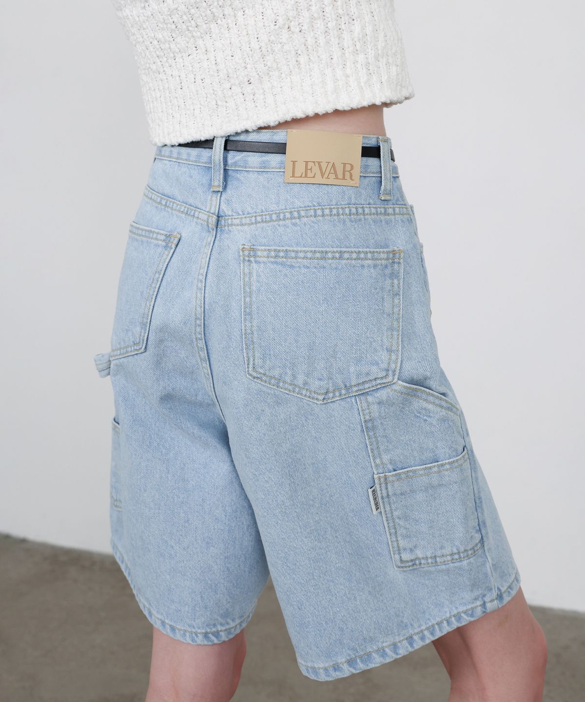 르바(LEVAR) Carpenter Half Denim - Ice Blue