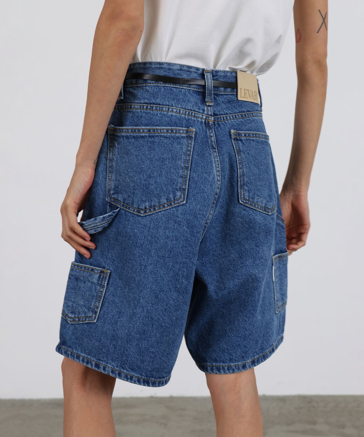 르바(LEVAR) Carpenter Half Denim - Dark Blue