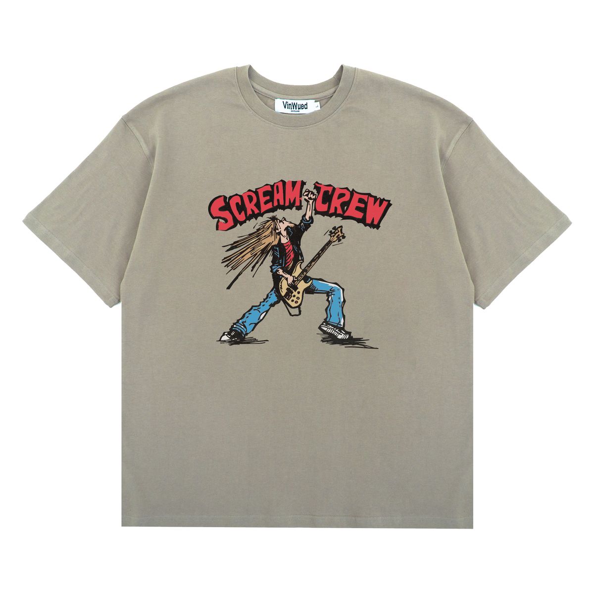 빈웨드(VINWUED) Rock Scream Crew 락스크림크루 샌드베이지 세미오버핏 티셔츠
