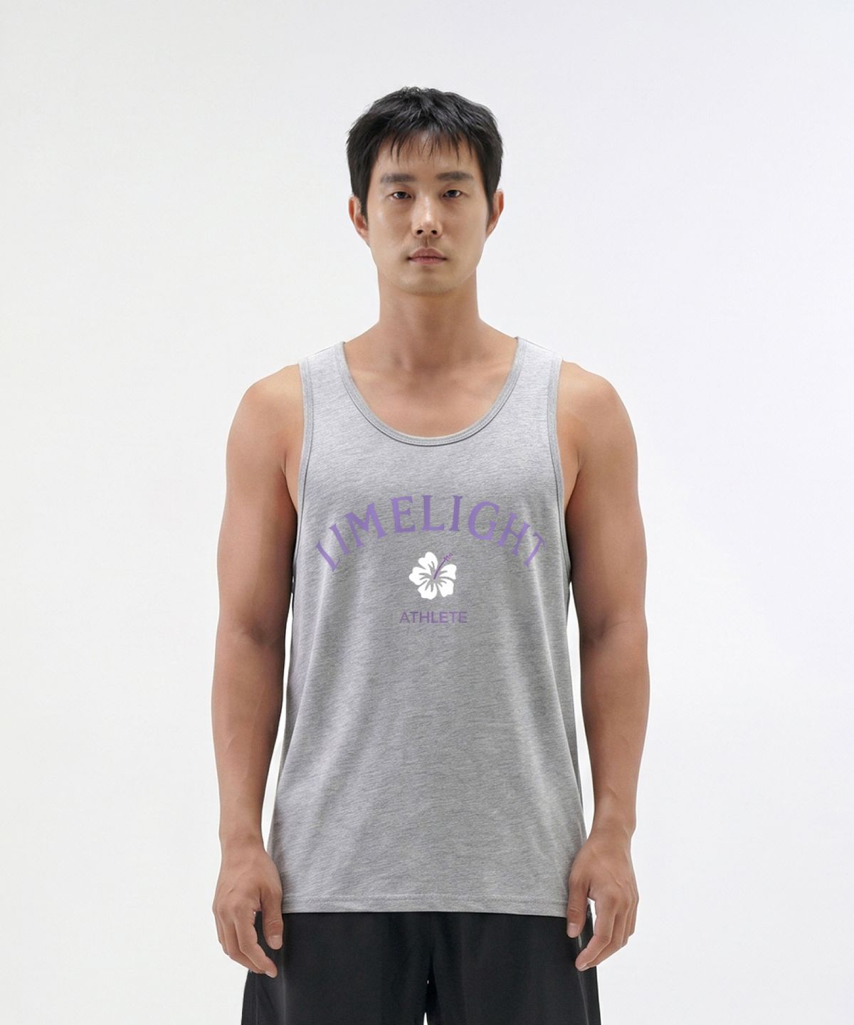 라임라잇 어패럴(LIMELIGHT APPAREL) 아치 로고 히비스커스 슬리브리스 (그레이/라벤더)