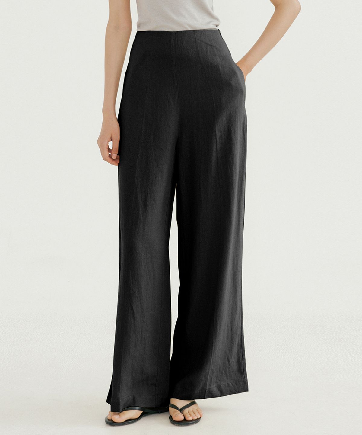 리올그(REORG) BLO WIDE FLARE PANTS BLACK