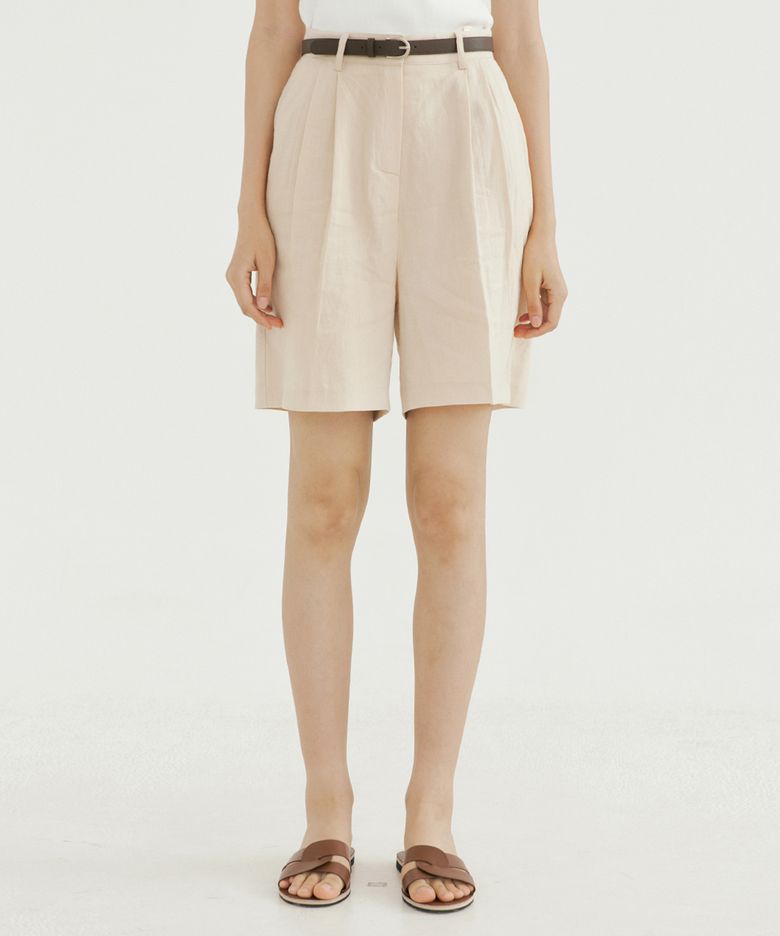BLO LINEN HALF PANTS LIGHT BEIGE