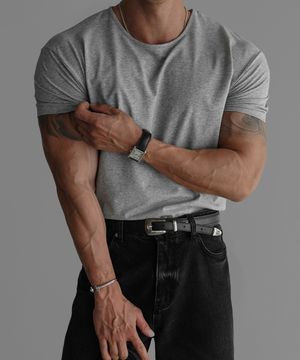 프리미엄 코튼 머슬핏 반팔 티셔츠 [그레이]