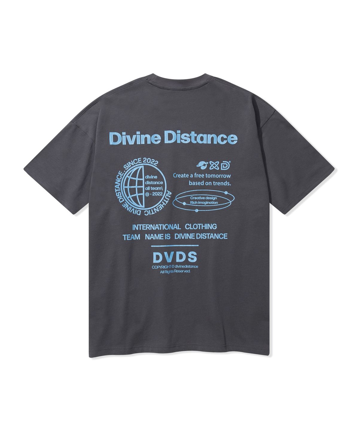 디바인디스턴스(DIVINE DISTANCE) 크랙 그래픽 티셔츠 [차콜]