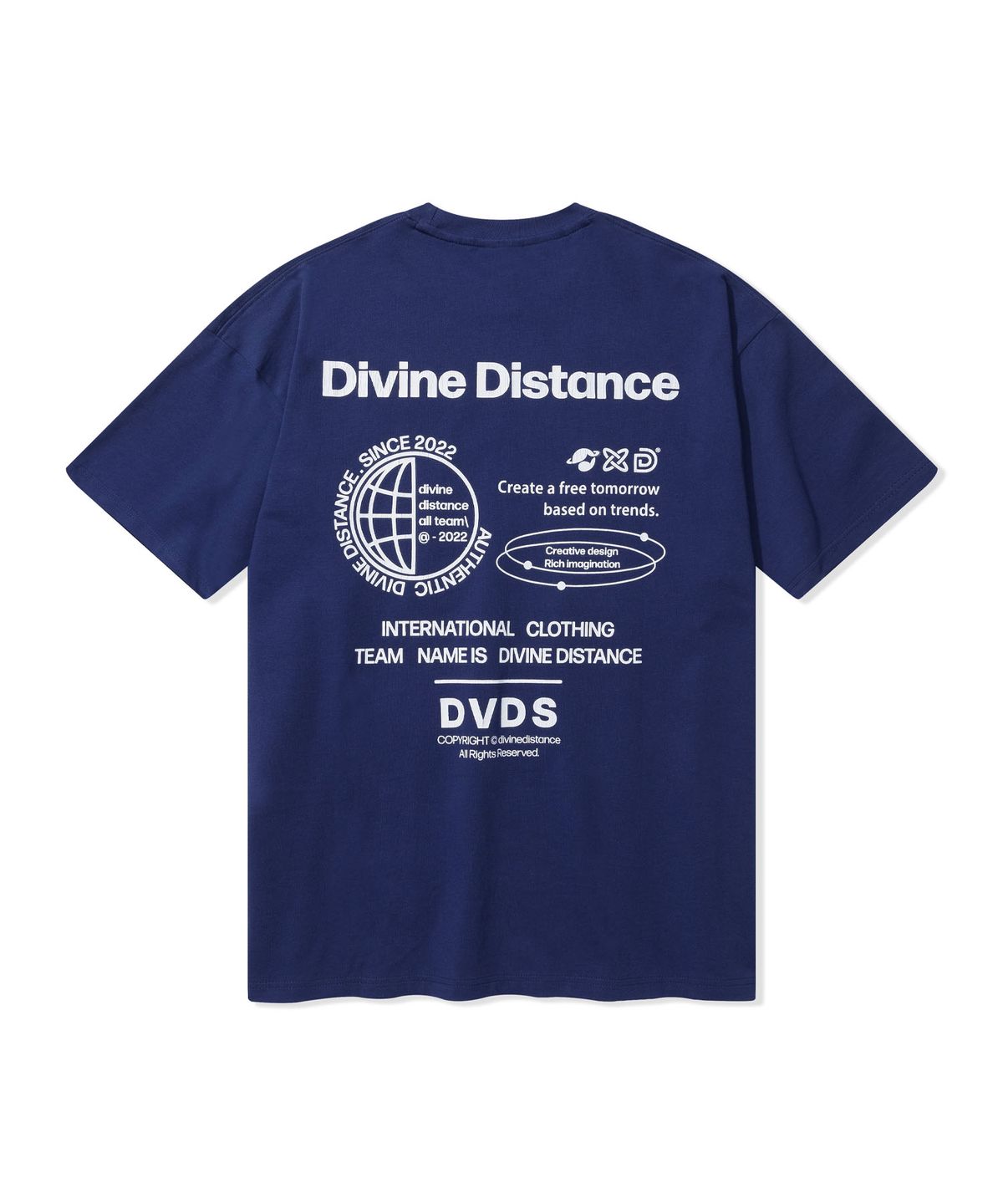 디바인디스턴스(DIVINE DISTANCE) 크랙 그래픽 티셔츠 [로얄블루]