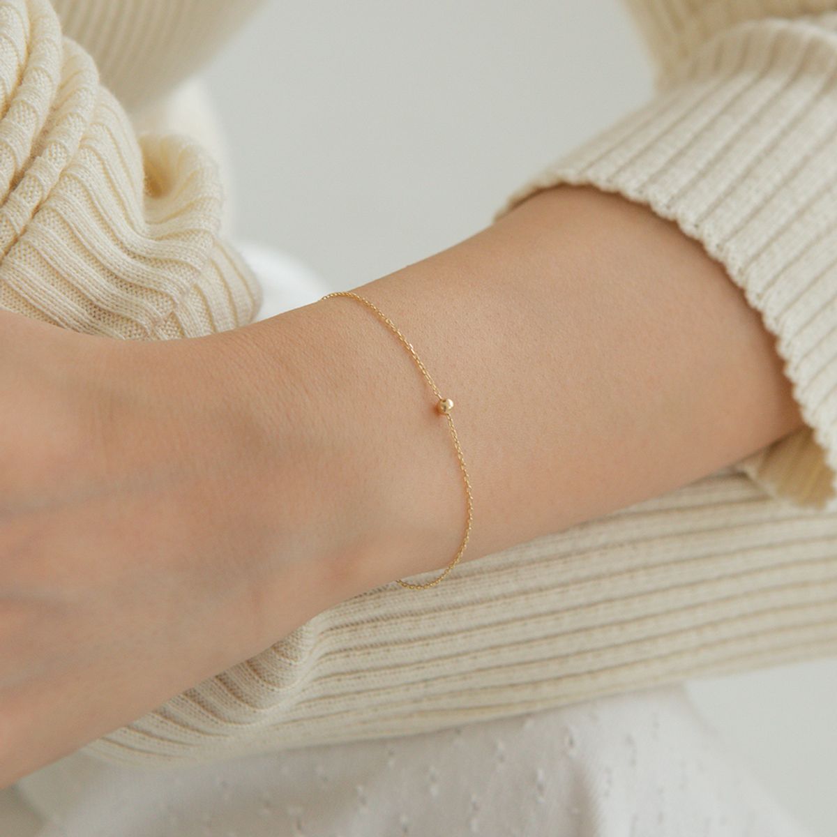 룬느(LUNNE) 14k 원 포인트 미니 볼 팔찌 (14k골드) #BR05