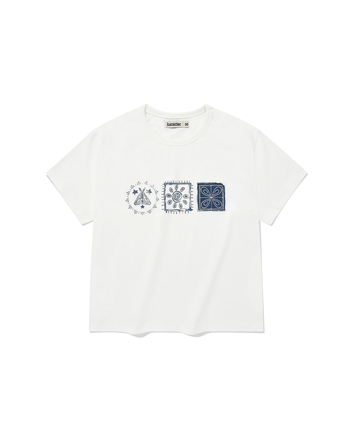 카락터(KARACTOR) (W) Stamp crop half T-shirts / Off White