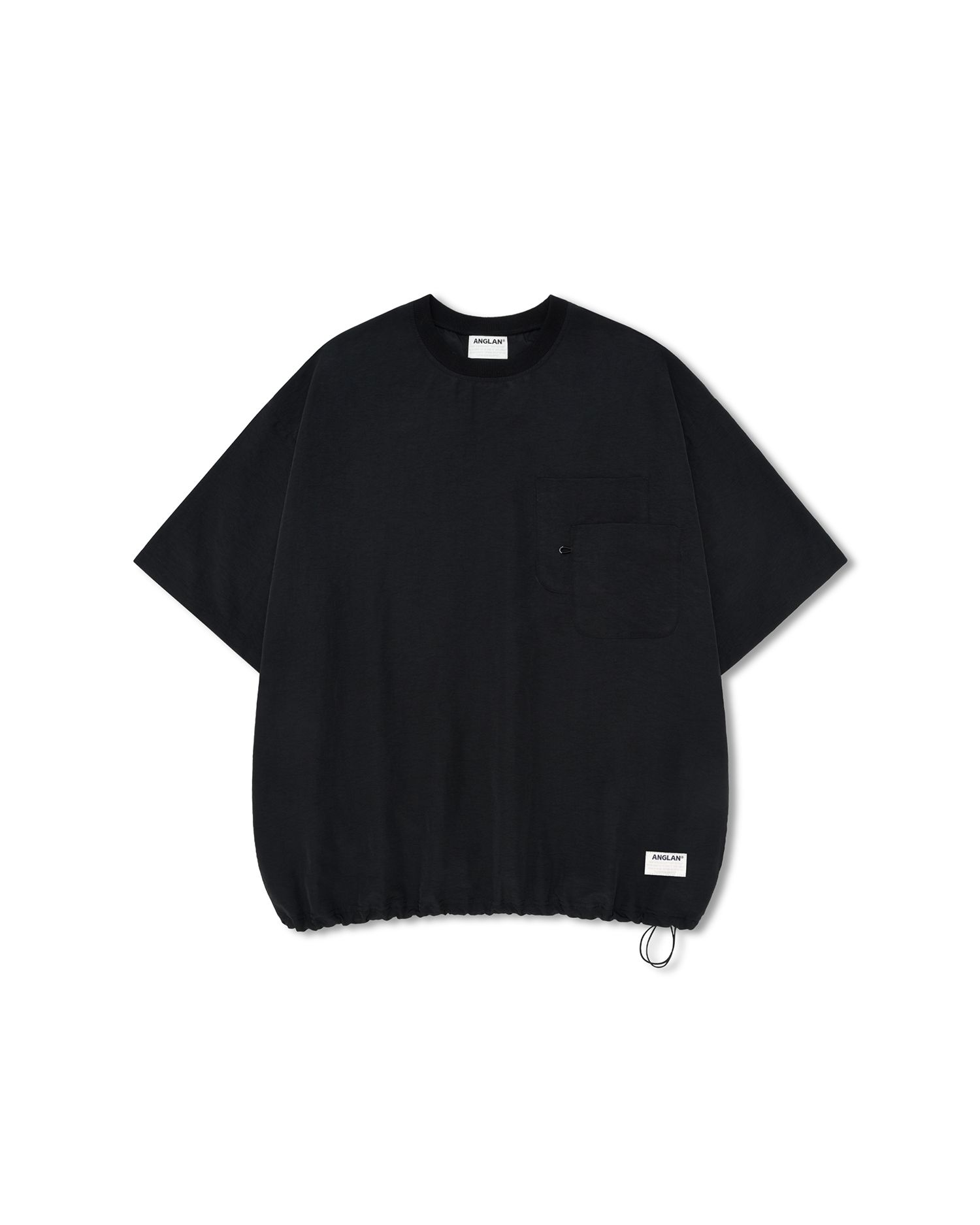 MUSINSA | ANGLAN Ring Nylon Double Pocket Half Tee - Black