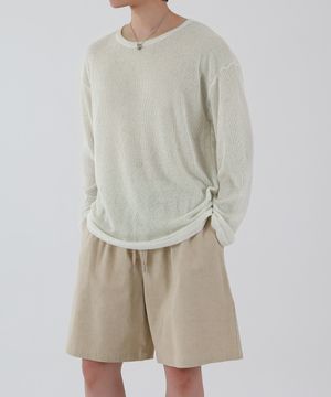 선셋 썸머 린넨라이크 긴팔니트 보카크림