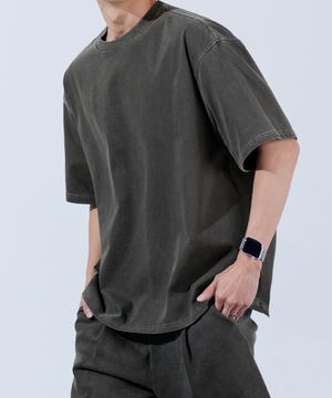 헤비듀티 피그먼트 오버핏 반팔 티셔츠 차콜