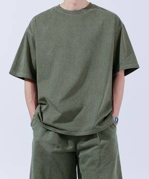 헤비듀티 피그먼트 오버핏 반팔 티셔츠 라이트카키