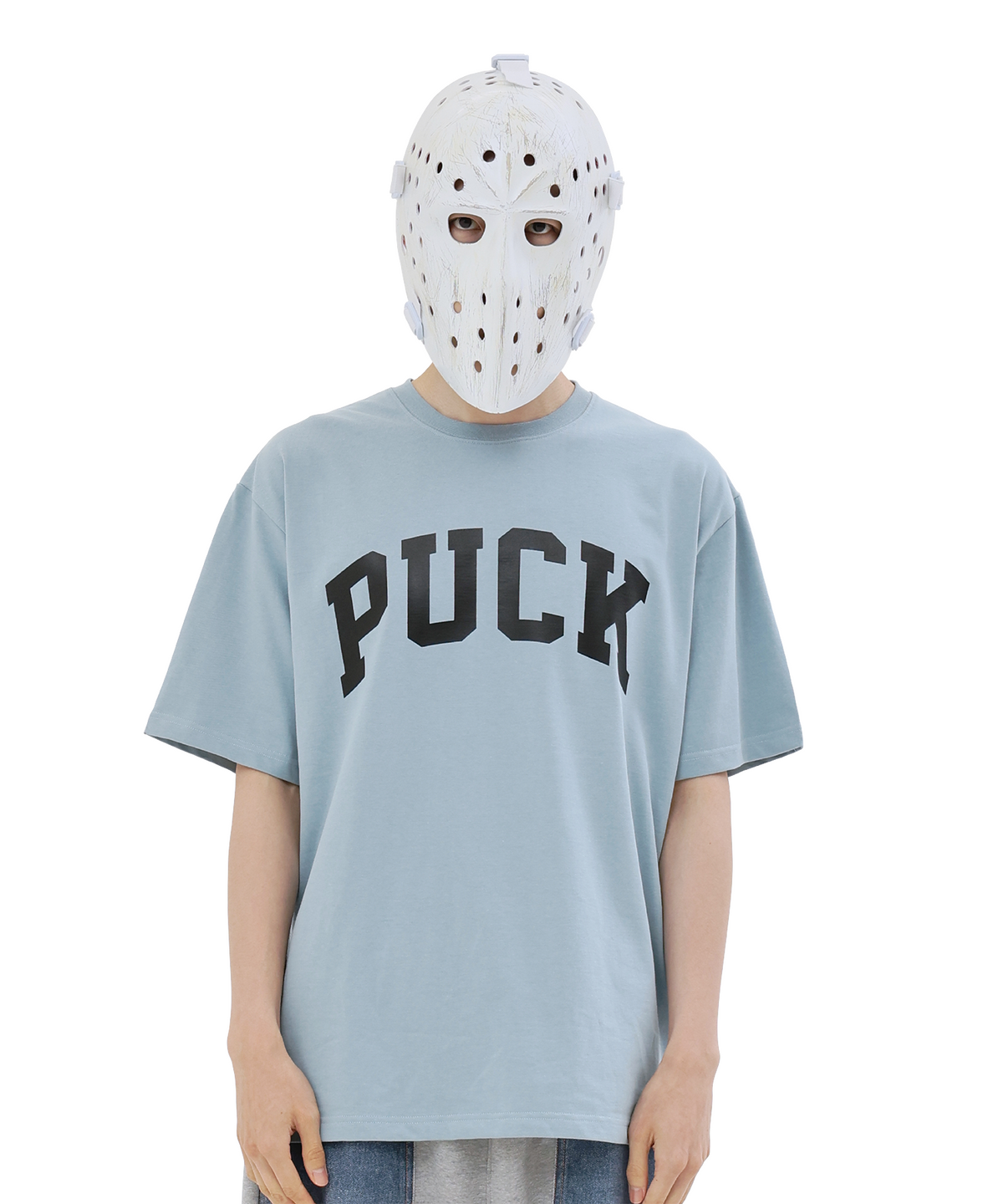 왓더퍽(WHATHEPUCK) PUCK 로고 티셔츠 블루/블랙