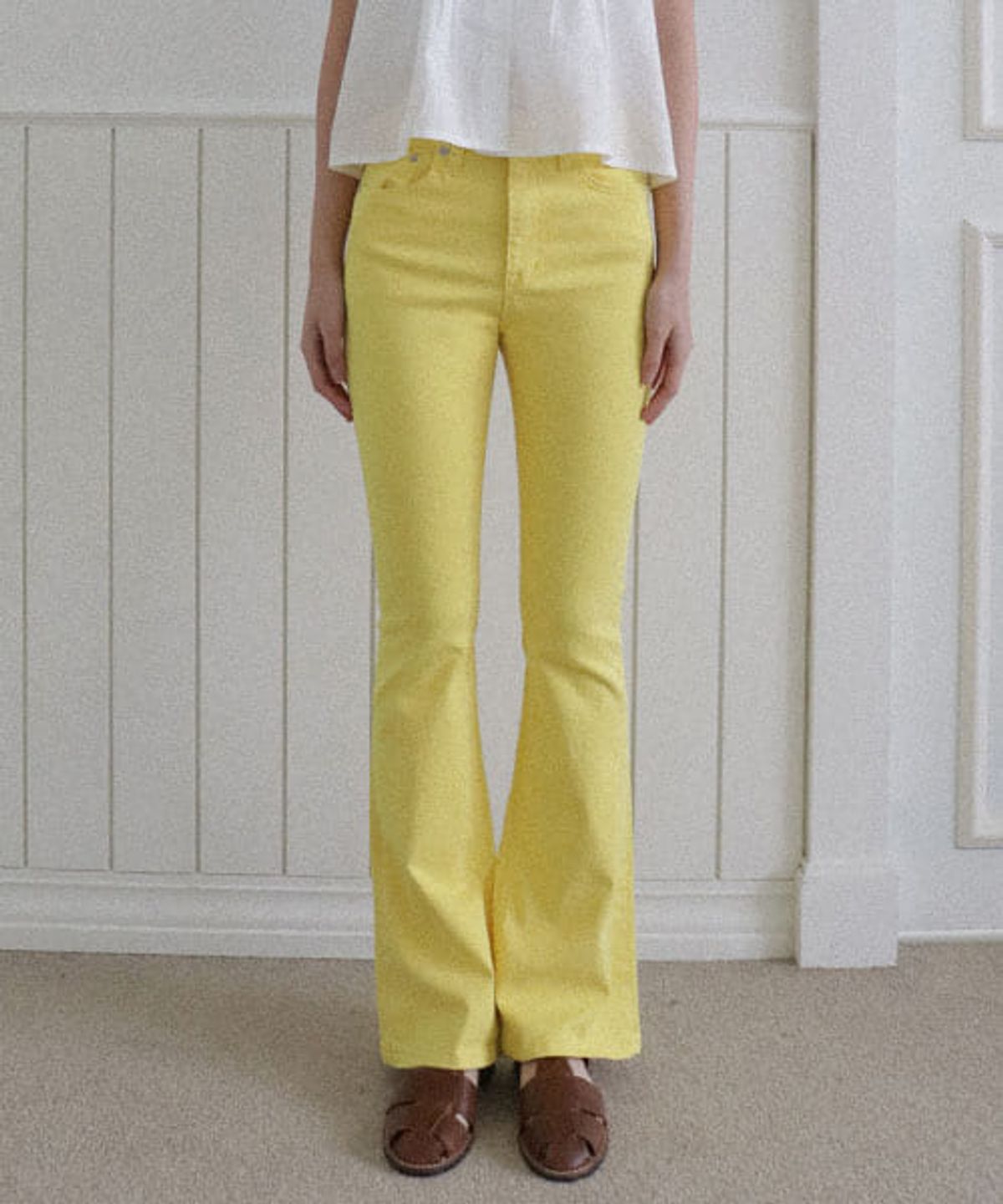 헤인트(HAINT) VIVID SLIM BOOTCUT PANTS_7COLORS_YELLOW