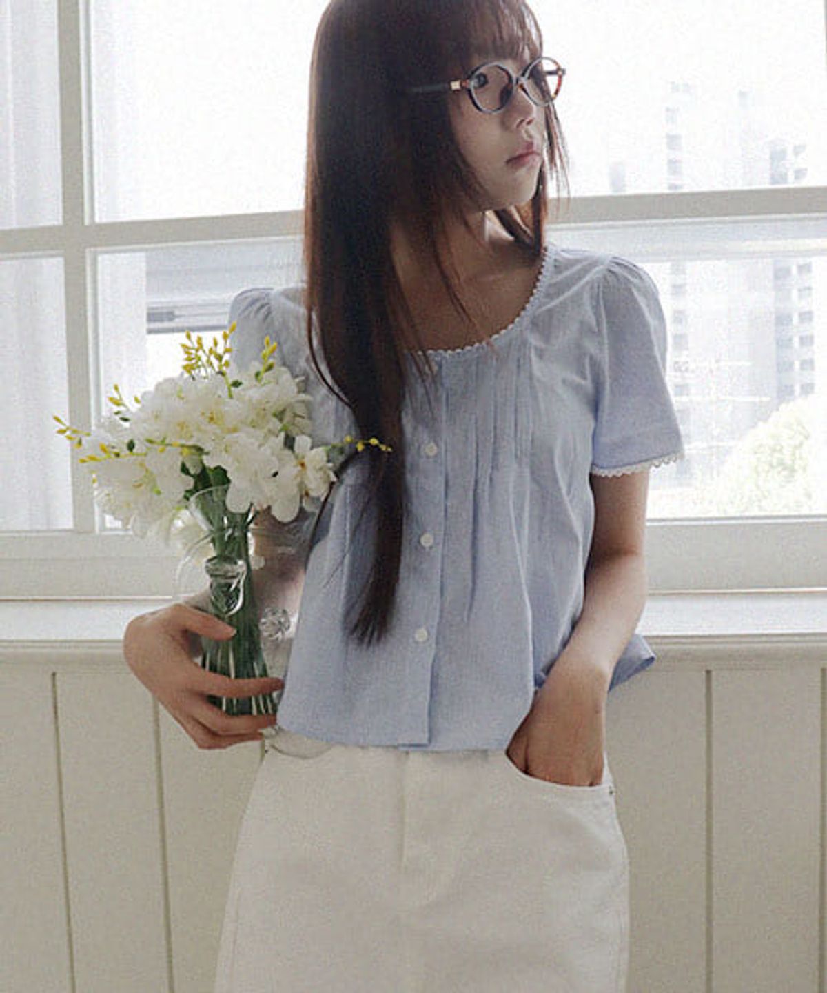 헤인트(HAINT) RILEY PIN TUCK BLOUSE
