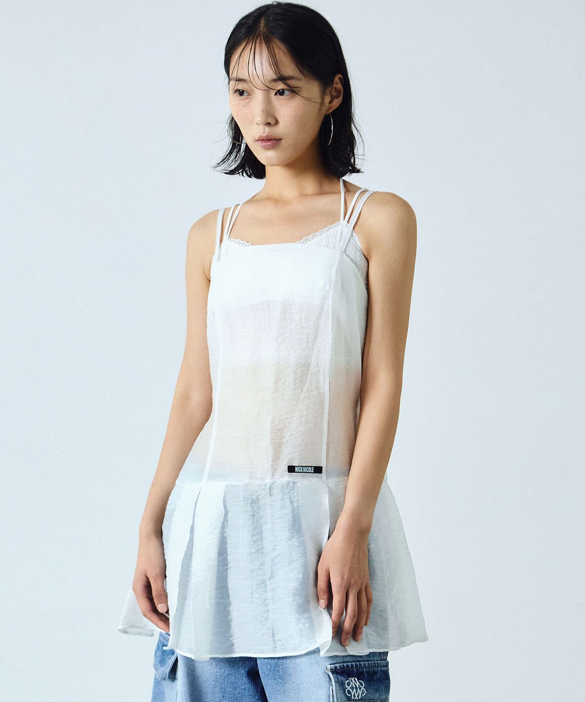 닉앤니콜(NICK&NICOLE) SHEER LAYERED STRAP DRESS_WHITE