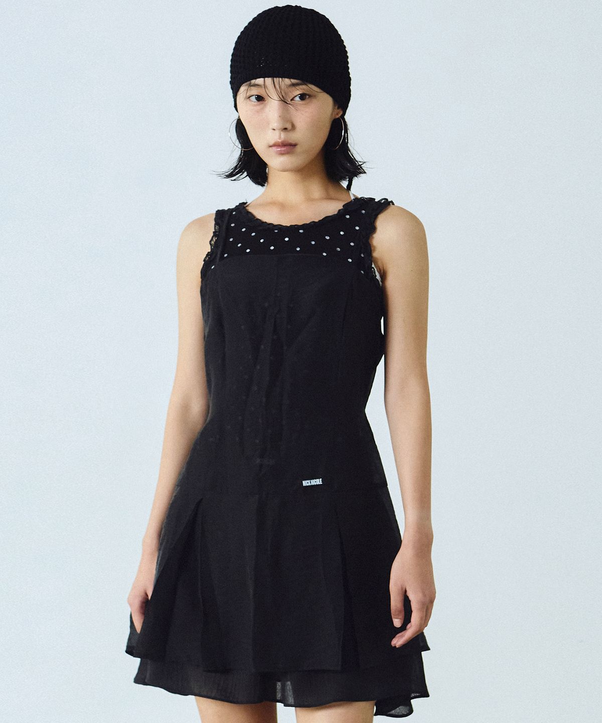 닉앤니콜(NICK&NICOLE) SHEER LAYERED STRAP DRESS_BLACK