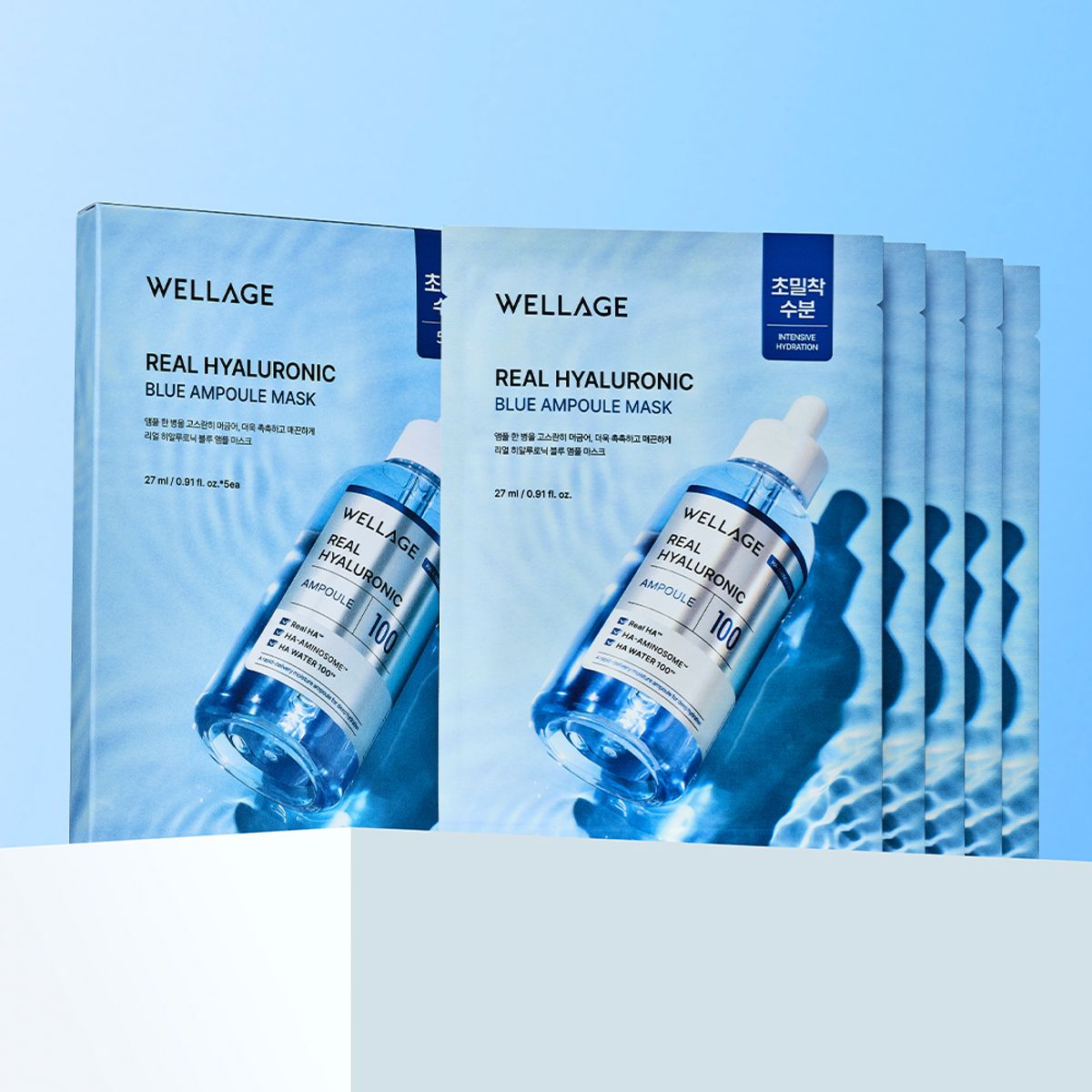 웰라쥬(WELLAGE) 리얼 히알루로닉 블루 앰플 마스크 5매