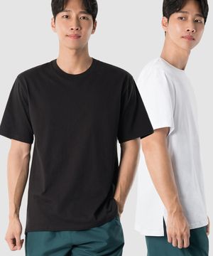 [2PACK] 레이어드 20수 언발 옆트임 라운드 반팔티셔츠 AR-509