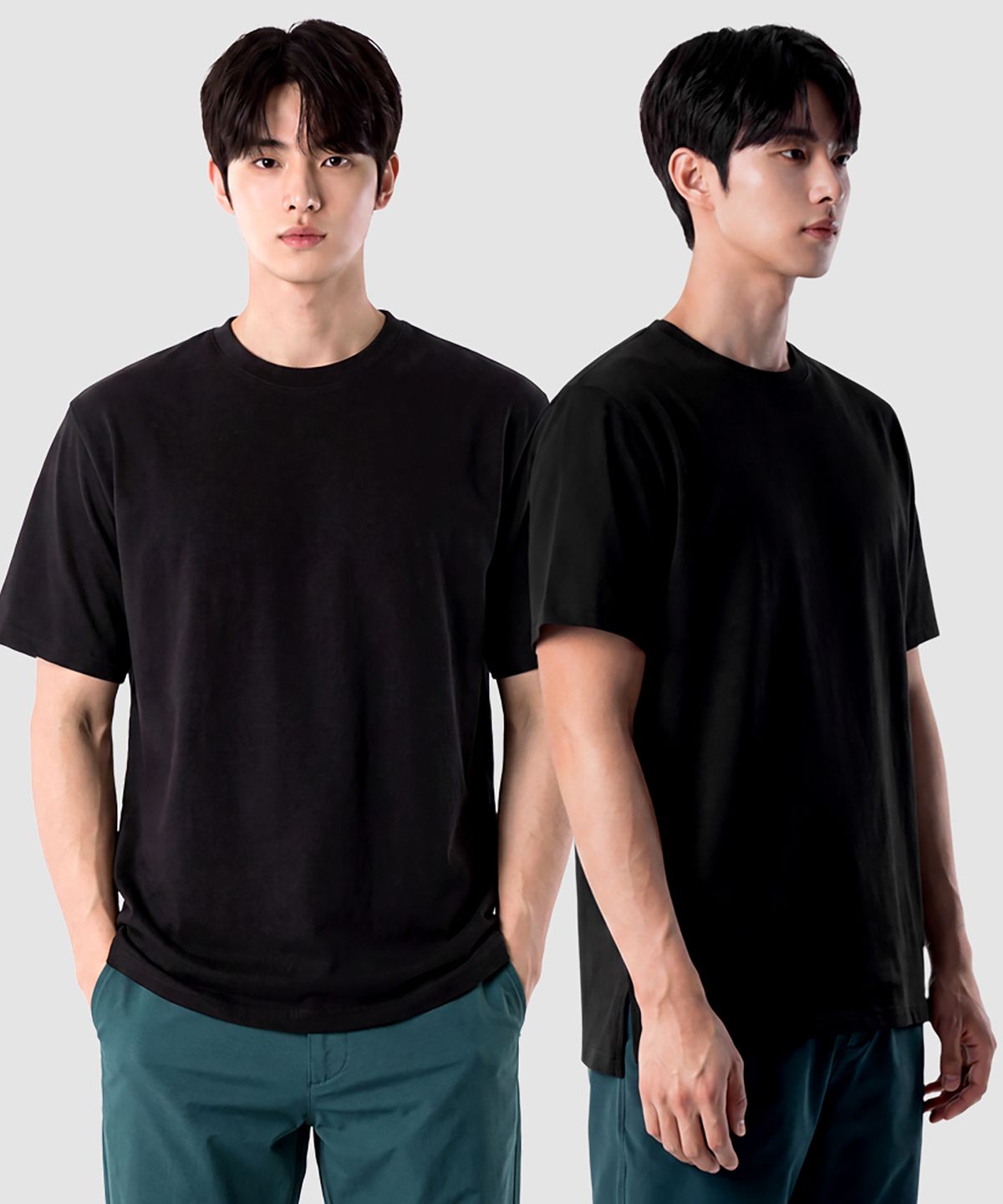 아르메데스(ARMEDES) [2PACK] 레이어드 20수 언발 옆트임 라운드 반팔티셔츠 AR-509
